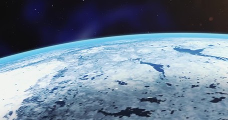Poster - Planet earth from space with energy white streaks. Global connectivity. Some elements of this image furnished by NASA. 3d illustration. Closeup earth orbit.