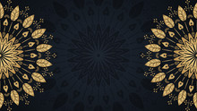 Gold Mandala Template Background With Place For Text. Vector Floral Illustration