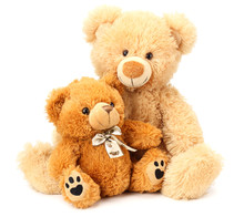 Two Toy Teddy Bears Isolated On White Background