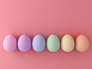 Aufkleber - Colorful Easter eggs on pink pastel color background with shadows 3D rendering