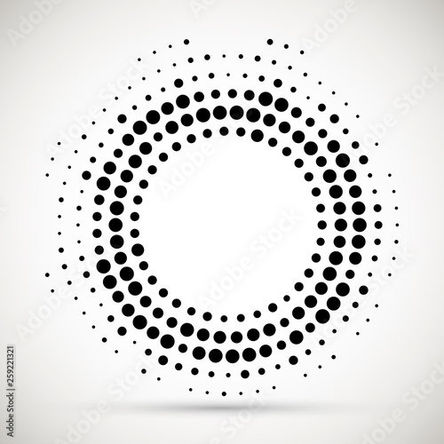Halftone dotted background circularly distributed. Halftone effect vector pat...