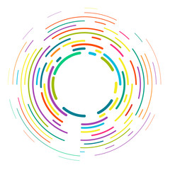 Wall Mural - Vector modern creative backdrop of vivid multi colored curved elements.Multicolored decorative design halftone circle lines isolated on white.Circular abstract background.