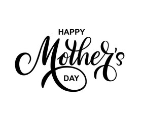 happy mothers day vector greeting card on white background. hand drawn lettering as celebration badg