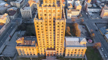 Latvian Academy Of Sciences From Drone Flight Riga, Latvia