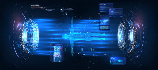 Poster - hud ui gui , great design for any purposes. blue technology background vector illustration. futurist