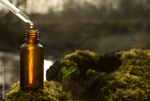 Fotomural Natural remedies, aromatherapy - dropper & bottle.