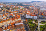 Fototapeta Miasto - Aerial view of Porto Cityscape ith traditional orange roof tiles, Portugal