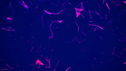 Poster - Big data visualization. Science background. Big data complex with compounds. Lines plexus