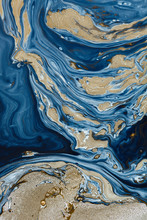 Navy Blue Paint And Gold Paint Abstract
