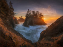 Oregon Coastline At Sunset