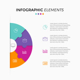 Fototapeta  - Circle chart infographic template with 4 options for presentations, advertising, layouts, annual reports. - Vector