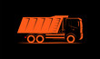 dump truck simple side view schematic image on black background