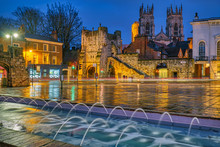 Bootham Bar And The Famous York Minster At Night