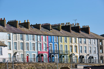 Fototapete - Colorful serial houses seen in Wales, Great Britain