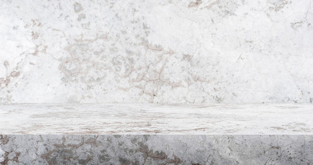 Fototapete - 3D crack concrete table studio background textured for product display with copy space for display of content design.Banner for advertise product on website.3d rendering