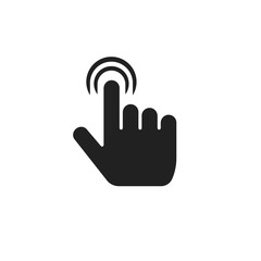 Poster - Finger click icon vector illustration, flat index thumb touching symbol isolated sign, black and white pictogram clipart