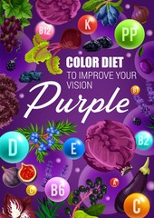 Wall Mural - Vitamin berries and vegetables. Purple color diet