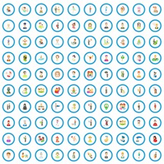 Canvas Print - 100 people icons set in cartoon style for any design vector illustration