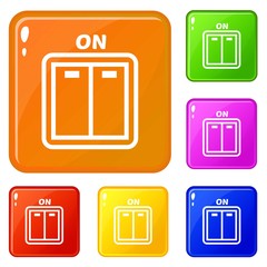 Poster - Coin money icons set collection vector 6 color isolated on white background