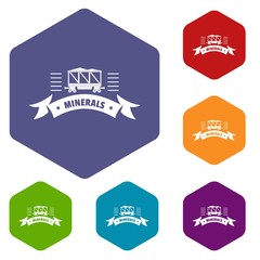 Poster - Cargo wagon icons vector colorful hexahedron set collection isolated on white 