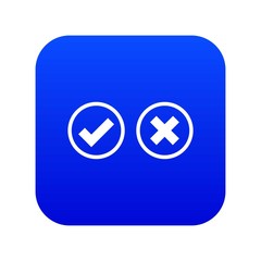 Poster - Tick and cross selection icon digital blue for any design isolated on white vector illustration