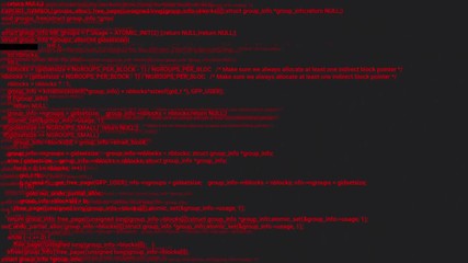 Red screen coding hacker concept animation with glitch. Programming code typing error. Big data and Internet cyber attack. Programming code abstract. Blockchain concept, computer digital code