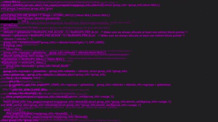 Pink screen coding hacker concept animation with glitch. Programming code typing error. Big data and Internet cyber attack. Programming code abstract. Blockchain concept, computer digital code