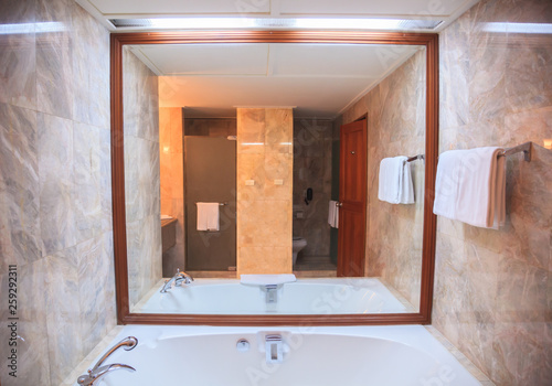 Hygienic Modern Luxury Bathroom Facility Design Background