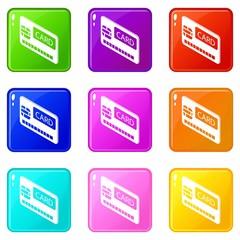 Poster - Credit card icons set 9 color collection isolated on white for any design