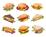 Fototapeta Łazienka - vector sandwiches illustration