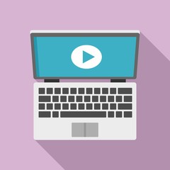 Poster - Laptop online learning icon. Flat illustration of laptop online learning vector icon for web design
