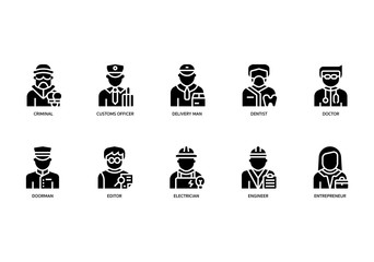 Poster - Jobs and occupations icons set