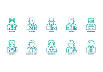 Sticker - Jobs and occupations icons set