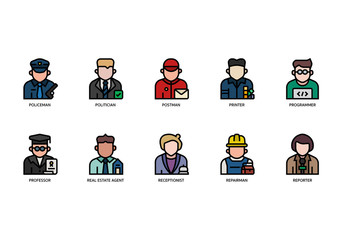 Poster - Jobs and occupations icons set