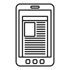 Poster - Smartphone newspaper icon. Outline smartphone newspaper vector icon for web design isolated on white background