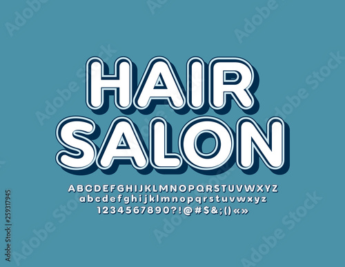 Vector Stylish Banner Hair Salon Vintage Style Font 3d Retro