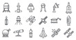 © anatolir - Planet space research technology icons set. Outline set of planet space research technology vector icons for web design isolated on white background