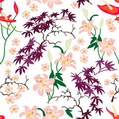 Wall Mural - Japanese botanical print.