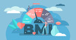 © VectorMine - Body mass index vector illustration. Flat weight control persons concept.