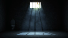 Prison With Broken Prison Bar, Prison Escape Or Jailbreak Concept