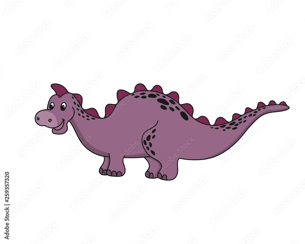 Vector illustration of cartoon dinosaur. Cute dinosaur on white ...