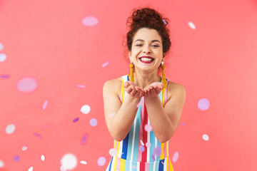 Sticker - Portrait of a cheerful young woman wearing dress