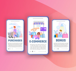 Wall Mural - Onboarding screens - sales, and online purchases templates for mobile apps
