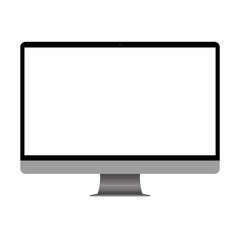 Fototapete - Computer display with blank screen. Front view. Computer screen isolated on white background vector eps10