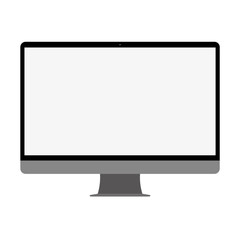 Fototapete - Black  desktop  PC computer with grey screen. Computer PC desktop with blank screen, front view. Desctop pc, computer front view, vector.