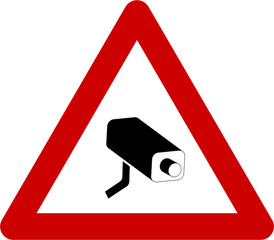 Wall Mural - Warning sign with surveillance camera