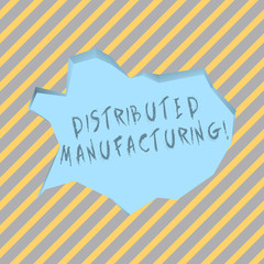 Poster - Text sign showing Distributed Manufacturing. Business photo text practiced by enterprises using network facilities Blank Pale Blue Speech Bubble in Irregular Cut Edge Shape 3D Style Backdrop