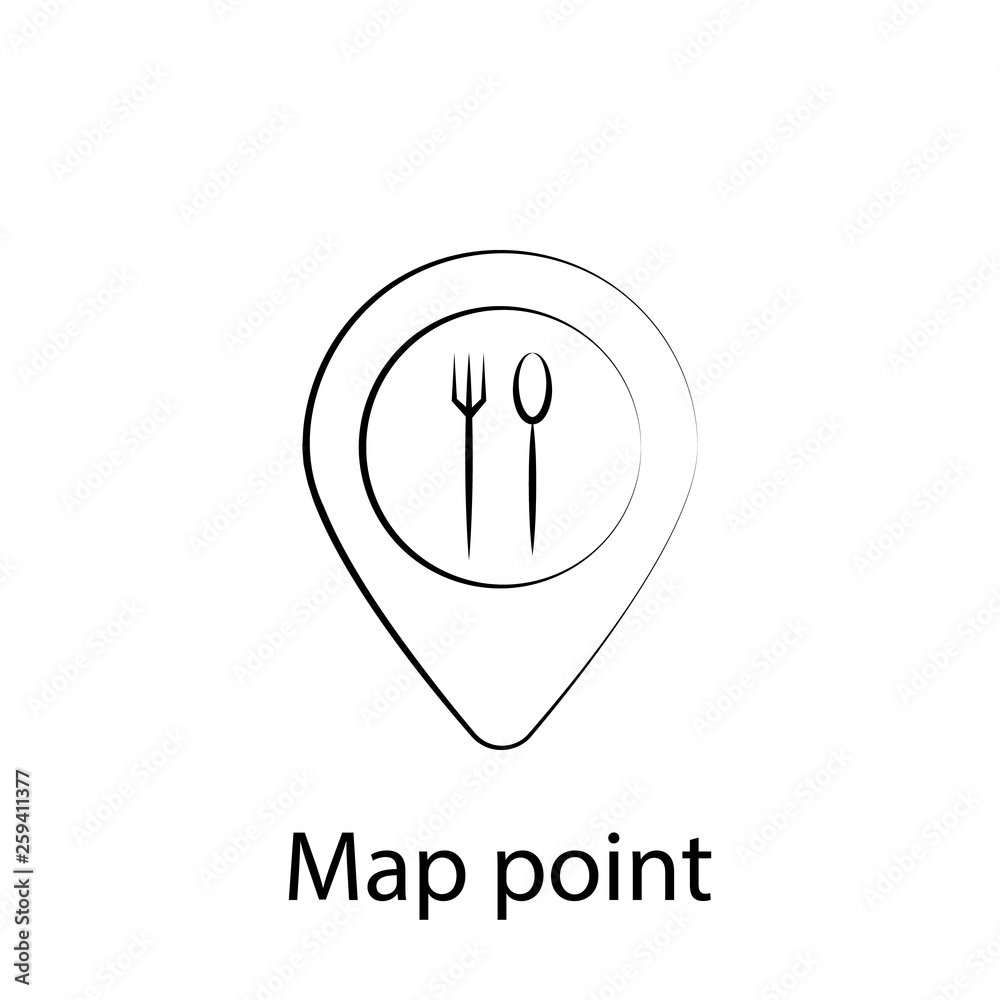 fast food map, pin outline icon. Element of food illustration icon ...