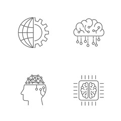 Sticker - Modern technology. AI concept. Editable Stroke. EPS 10
