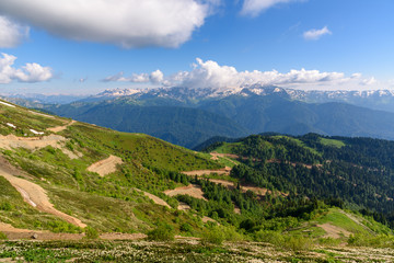 Wall Mural - Mountain road in the Caucasus, Mountain ranges. Sochi Russia.